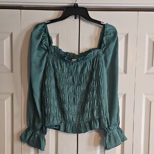 A New Day Teal Smocked Blouse